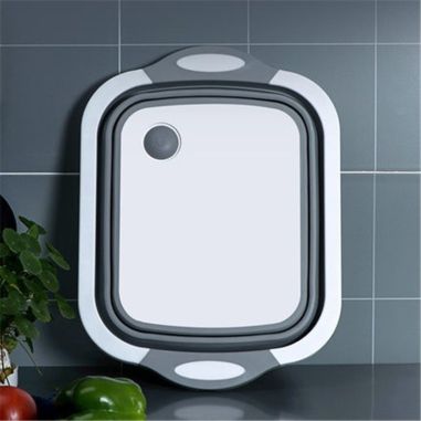 Tocator Multifunctional, Flippy, 2 in 1, cu Cos pentru Spalat si Scurgere Alimente, 480 g, Pliabila, Gri