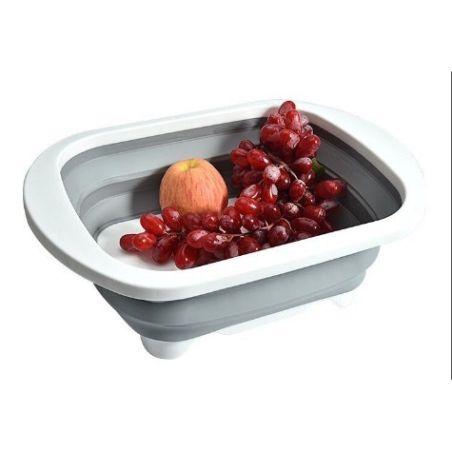 Tocator Multifunctional, Flippy, 2 in 1, cu Cos pentru Spalat si Scurgere Alimente, 480 g, Pliabila, Gri
