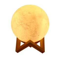 Lampa de veghe luna 3D Moon Light, lumina LED alb cald, alimentare baterii, fara acumulator, stand din plastic inclus, 12 cm, Fl