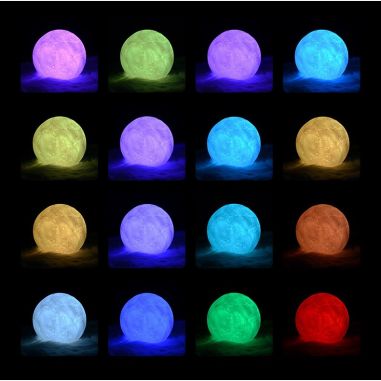 Lampa de veghe luna 3D Moon Light, lumina multicolora LED, 7 culori, schimbare culoare prin atingere, alimentare baterii, fara a