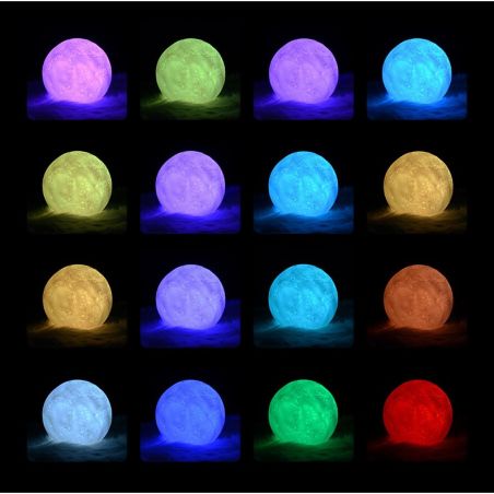 Lampa de veghe luna 3D Moon Light, lumina multicolora cu LED, 7 culori, schimbare culoare prin atingere, alimentare baterii, far