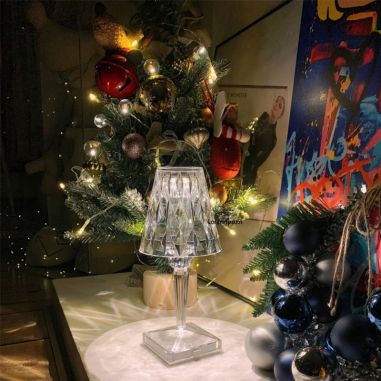 Lampa de birou pe LED RGB 16, Flippy, dimmer tactil, 3 nivele de intensitate, incarcare USB, 3W, Cristal Acrilic, 26x12 cm, cu t
