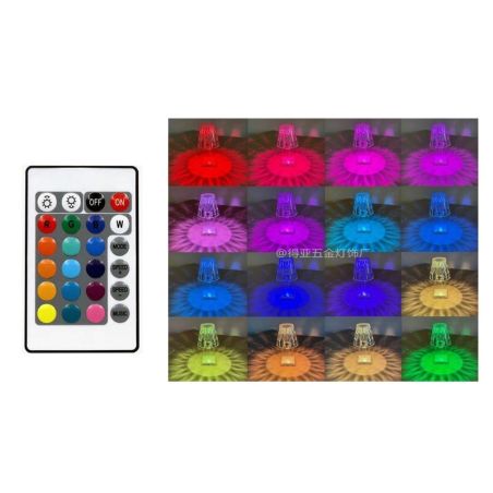 Lampa de birou pe LED RGB 16, Flippy, dimmer tactil, 3 nivele de intensitate, incarcare USB, 3W, Cristal Acrilic, 26x12 cm, cu t
