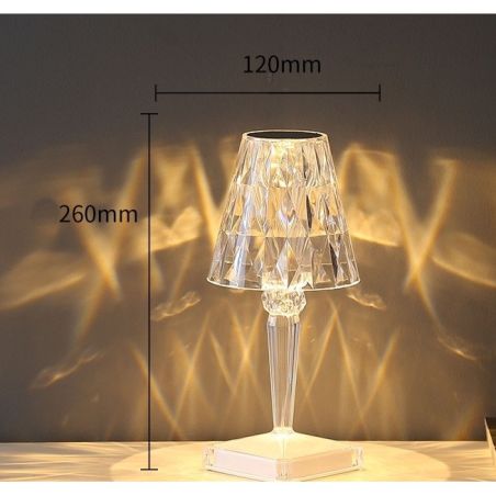 Lampa de birou pe LED RGB 16, Flippy, dimmer tactil, 3 nivele de intensitate, incarcare USB, 3W, Cristal Acrilic, 26x12 cm, cu t