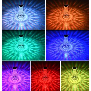 Lampa de birou pe LED RGB 16, Flippy, dimmer tactil, 3 nivele de intensitate, incarcare USB, 3W, Cristal Acrilic, 20x12 cm, cu t