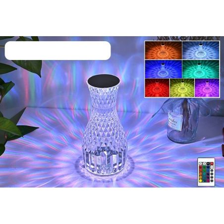 Lampa de birou pe LED RGB 16, Flippy, dimmer tactil, 3 nivele de intensitate, incarcare USB, 3W, Cristal Acrilic, 20x12 cm, cu t
