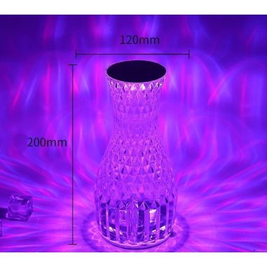 Lampa de birou pe LED RGB 16, Flippy, dimmer tactil, 3 nivele de intensitate, incarcare USB, 3W, Cristal Acrilic, 20x12 cm, cu t
