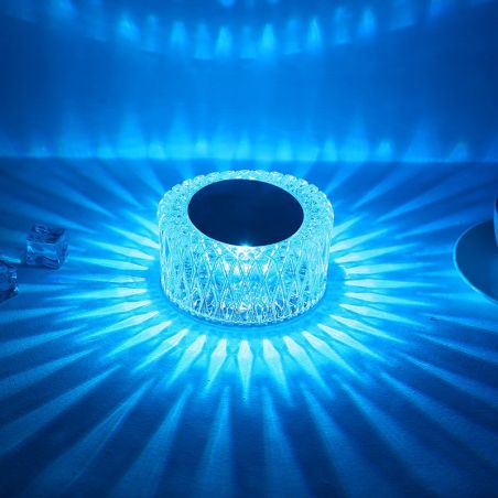Lampa de birou pe LED RGB 16, Flippy, dimmer tactil, 3 nivele de intensitate, incarcare USB, 3W, Cristal Acrilic, 6x12 cm, cu te