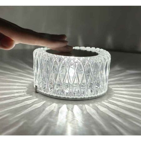 Lampa de birou pe LED RGB 16, Flippy, dimmer tactil, 3 nivele de intensitate, incarcare USB, 3W, Cristal Acrilic, 6x12 cm, cu te