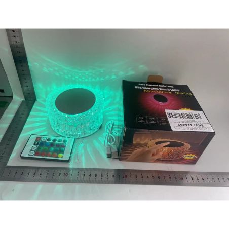 Lampa de birou pe LED RGB 16, Flippy, dimmer tactil, 3 nivele de intensitate, incarcare USB, 3W, Cristal Acrilic, 6x12 cm, cu te