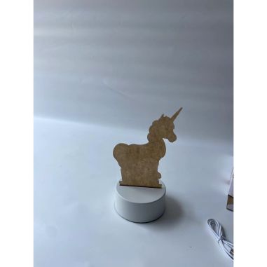 Lampa LED decorativa, Flippy, 3D, Unicorn, cu USB si baterii, 20 cm inaltime, din material acril, lumina multicolora si telecoma