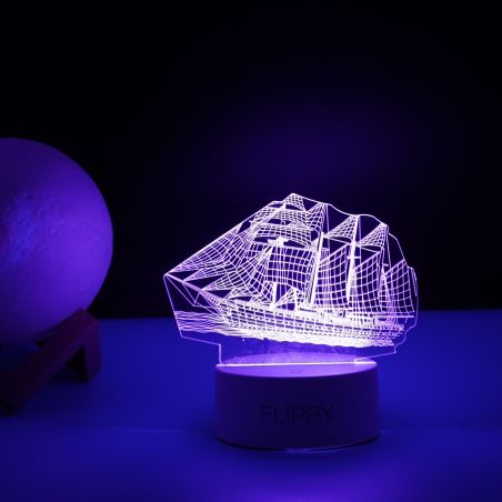 Lampa LED decorativa, Flippy, 3D, Vapor, cu telecomanda, doua moduri de alimentare USB si baterii, 20 cm inaltime, din material 