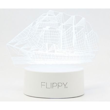 Lampa LED decorativa, Flippy, 3D, Vapor, cu telecomanda, doua moduri de alimentare USB si baterii, 20 cm inaltime, din material 