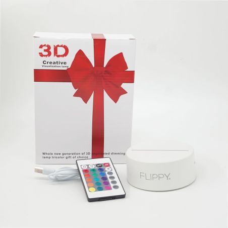 Lampa LED decorativa, Flippy, 3D, Vapor, cu telecomanda, doua moduri de alimentare USB si baterii, 20 cm inaltime, din material 