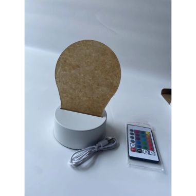 Lampa LED decorativa, Flippy, 3D, Ursulet si Semiluna, cu telecomanda, doua moduri de alimentare USB si baterii, 20 cm inaltime,