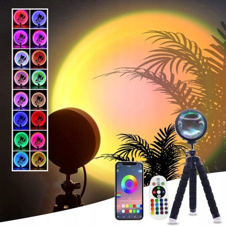 Lampa LED tip Proiector cu 16 culori, Flippy, Rotire 360 de Grade, Incarcare USB, cu Telecomanda, Intrerupator, pentru Podea, Ta
