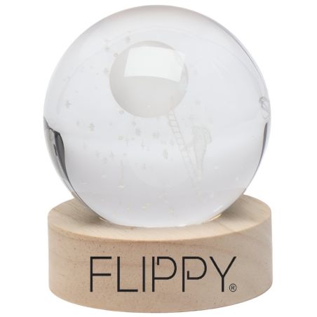Lampa LED Decorativa, Flippy, cu Bila de Cristal cu Diametru 6cm, Model Astronaut pe Scara catre Luna 3D, Alimentare USB, Suport