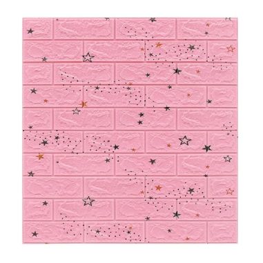 Set 10 Placi Tapet 3D, Flippy, 70 x 77 cm, Grosime 3 mm, din Polietilena, Tip Caramida, Model Stele, Suprafata acoperita 5.3 mp,