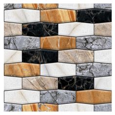 Set 10 x Placi Tapet Autocolant 3D cu Imitatie de Marmura Asimetrica,  pentru Perete Bucatarie Sufragerie, Usor de Curatat, Rezi