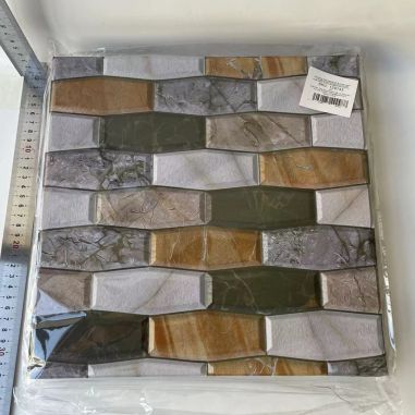 Set 10 x Placi Tapet Autocolant 3D cu Imitatie de Marmura Asimetrica,  pentru Perete Bucatarie Sufragerie, Usor de Curatat, Rezi