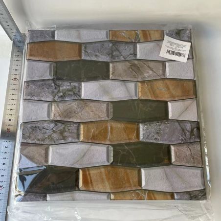 Set 10 x Placi Tapet Autocolant 3D cu Imitatie de Marmura Asimetrica,  pentru Perete Bucatarie Sufragerie, Usor de Curatat, Rezi
