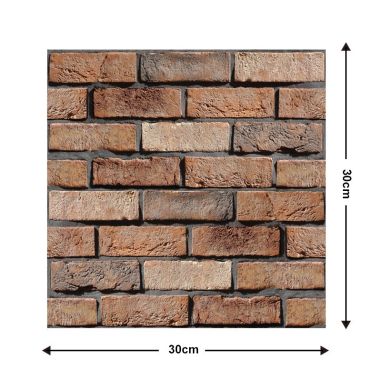Set 10 x Placi Tapet Autocolant 3D cu Imitatie de Caramida de Exterior, pentru Perete Bucatarie Sufragerie, Usor de Curatat, Rez