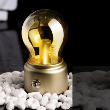 Lampa LED Decorativa sub forma de Bulb, Retro pentru interior, Bej/ Transparent, 5 V, 500 mA, ABS, Lumina Calda, Incarcare USB, 