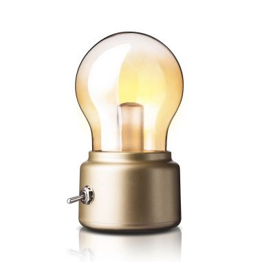Lampa LED Decorativa sub forma de Bulb, Retro pentru interior, Bej/ Transparent, 5 V, 500 mA, ABS, Lumina Calda, Incarcare USB, 