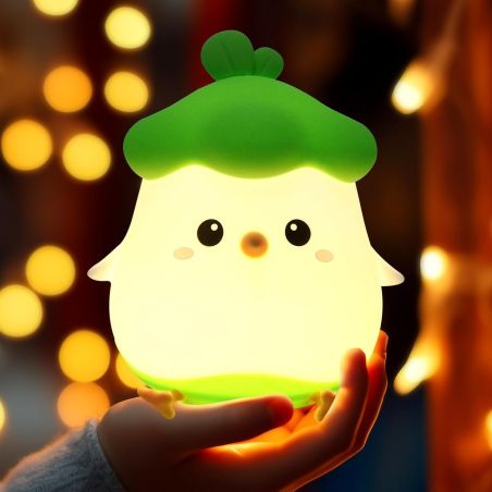 Lampa de Veghe pentru Copii, Flippy, din Silicon, Senzor Tactil, Model Pui, Lumina Calda, Protectie pentru Ochi, Incarcare USB, 