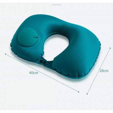 Perna pentru gat Flippy, portabila, umflare prin apasare, usor de depozitat, imbracata in material catifelat, in forma de U, 40 
