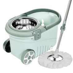 Set mop rotativ cu galeata Flippy, material plastic si microfibra, o rezerva inclusa, rezistent, cu dop scurgere, vas detasabil,