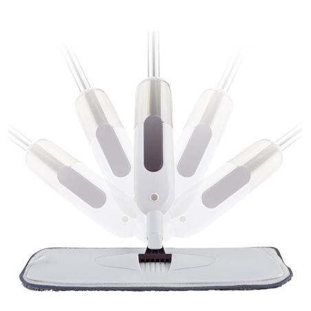 Mop plat, Flippy, cu pulverizator, pentru uz casnic, plastic, rezerva de mop din microfibra, 125x40 cm, Alb/Mov