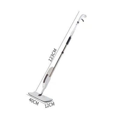 Mop plat, Flippy, cu pulverizator, pentru uz casnic, plastic, rezerva de mop din microfibra, 125x40 cm, Alb/Mov
