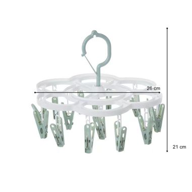 Uscator de Rufe Suspendat Flippy, cu 16 Carlige, Rotire 360 Grade, Mateiral Plastic, Usor de Depozitat, Multifunctional, 26 x 21