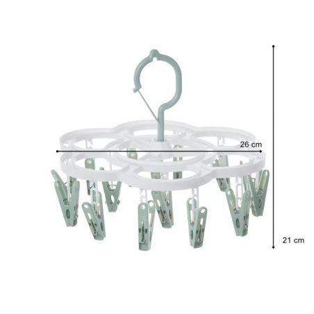 Uscator de Rufe Suspendat Flippy, cu 16 Carlige, Rotire 360 Grade, Mateiral Plastic, Usor de Depozitat, Multifunctional, 26 x 21