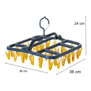 Uscator de Rufe Suspendat Flippy, cu 40 Carlige, Rotire 360 Grade, Protectie Vant, Pliabil, Patrat, Mateiral Plastic, Usor de De