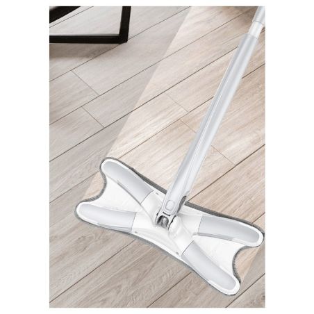 Mop Plat, Flippy, cu Sistem de Stoarcere, 4 Lavete Incluse, Lungime Telescopica 140 cm, Argintiu
