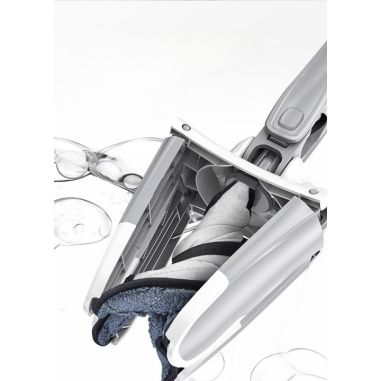 Mop Plat, Flippy, cu Sistem de Stoarcere, 4 Lavete Incluse, Lungime Telescopica 140 cm, Argintiu