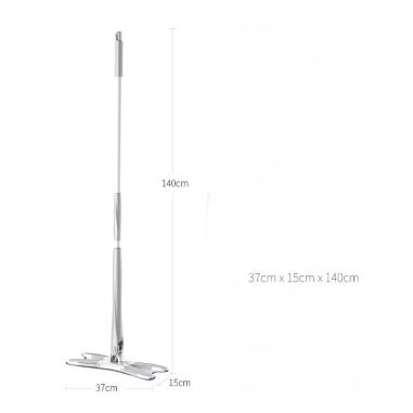 Mop Plat, Flippy, cu Sistem de Stoarcere, 4 Lavete Incluse, Lungime Telescopica 140 cm, Argintiu