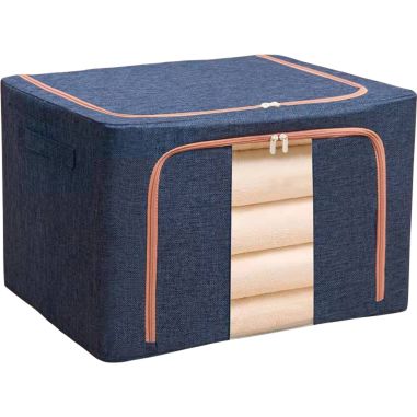 Cutie de depozitare pliabila, Flippy, Cu fermoar, 100 L, Textil, 60x42x40 cm, Cadru Metalic, Suport Baza Stabil din Plastic, Alb