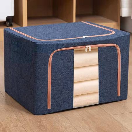 Cutie de depozitare pliabila, Flippy, Cu fermoar, 100 L, Textil, 60x42x40 cm, Cadru Metalic, Suport Baza Stabil din Plastic, Alb