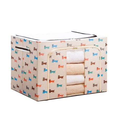 Cutie de Depozitare Pliabila, Flippy, 24 L, Panza Oxford, 40x30x20 cm, Fereastra Frontala, 2 Usi de Acces cu Fermoar Bidirection
