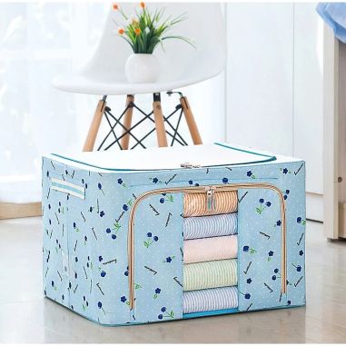 Cutie de Depozitare Pliabila, Flippy, 66 L, din Tesatura Oxford, 50x40x33 cm, Fereastra Frontala, 2 Usi de Acces cu Fermoar Bidi
