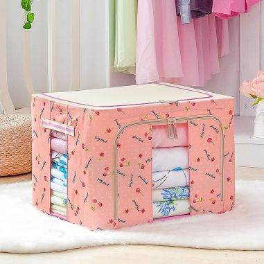 Cutie de Depozitare Pliabila, Flippy, 66 L, din Tesatura Oxford, 50x40x33 cm, 2 Ferestre, Frontala si Laterala, 2 Usi de Acces c