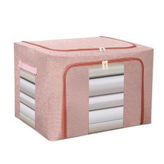 Cutie de Depozitare Pliabila, Flippy, 66 L, din Bumbac si In, 50x40x33 cm, 2 Ferestre, Frontala si Laterala, 2 Usi de Acces cu F