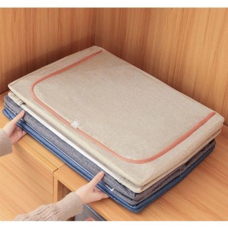 Cutie de Depozitare Pliabila, Flippy, 66 L, din Bumbac si In, 50x40x33 cm, 2 Ferestre, Frontala si Laterala, 2 Usi de Acces cu F