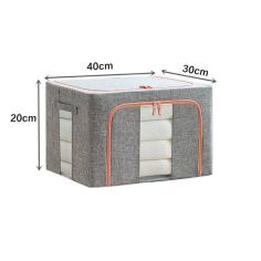 Cutie de Depozitare Pliabila, Flippy, 24 L, din Bumbac si In, 40x30x20 cm, 2 Ferestre, Frontala si Laterala, 2 Usi de Acces cu F