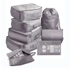 Set 8 huse organizare bagaj Flippy, material poliester, impermeabil, cu fermoar, pentru calatorii sau dulap, sac pentru pantofi 