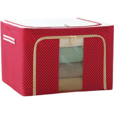 Cutie de Depozitare Pliabila, Flippy, cu Fermoar, 100 L, Textil, 60x42x40 cm, O Fereastra, Cadru Metalic, Suport Baza Stabil din