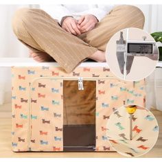 Cutie de Depozitare Pliabila, Flippy, 66 L, Panza Oxford, 50x40x33 cm, Fereastra Frontala, 2 Usi de Acces cu Fermoar Bidirection